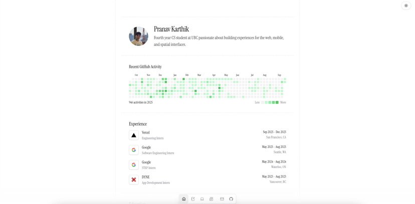 Personal Website screenshot